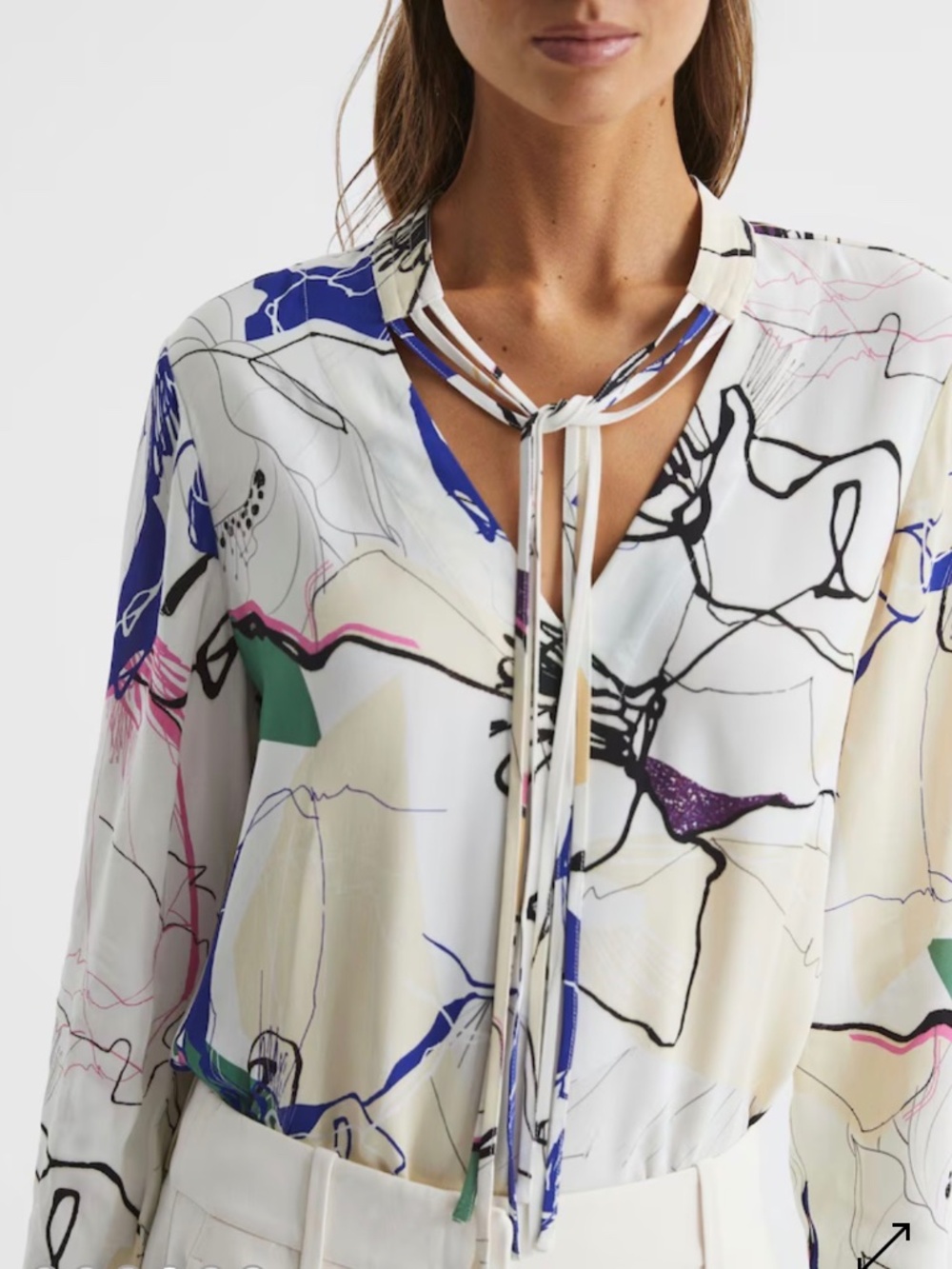 Reiss Mel V-neck Printed Blouse Size 2